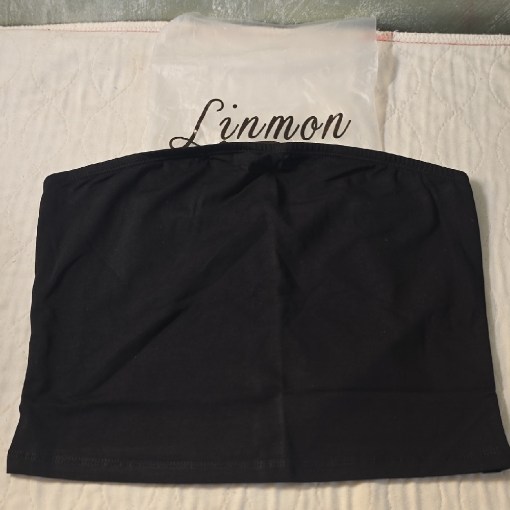 Eomen's Crop Top Strapless Stretchy Solid Black Sexy Tube Top Med NWT